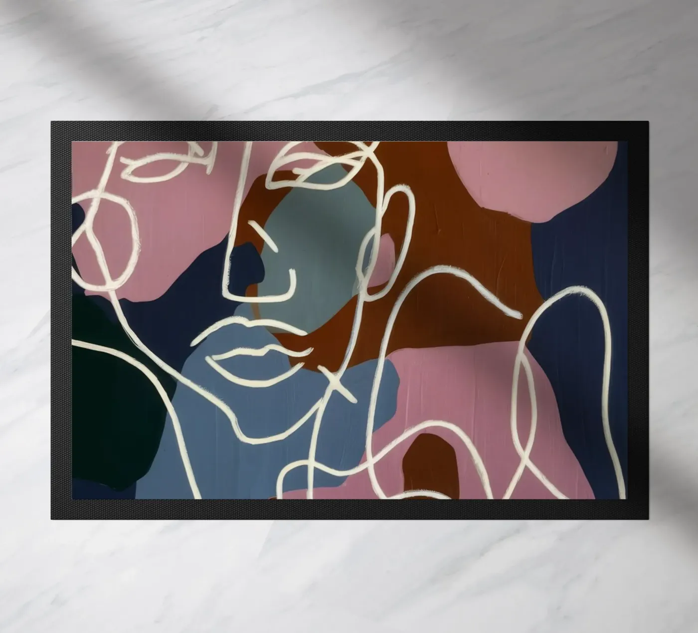 Interconnected Line Faces doormat by Lunar Templar