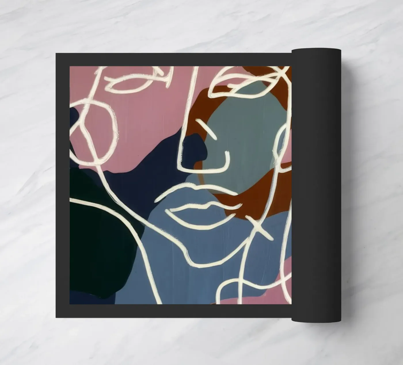 Interconnected Line Faces doormat by Lunar Templar