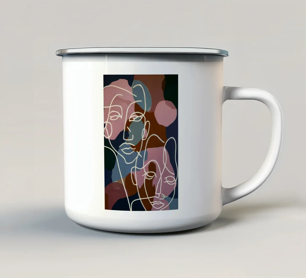 Faces de ligne interconnectées mug en émail de Lunar Templar