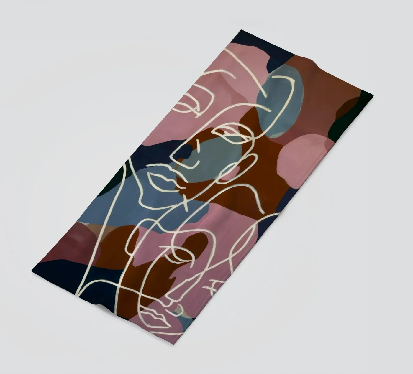Interconnected Line Faces beach towel by Lunar Templar