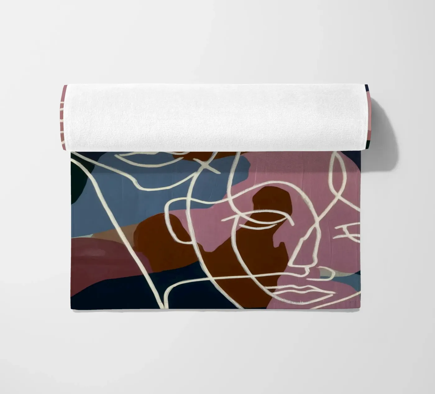 Interconnected Line Faces beach towel by Lunar Templar
