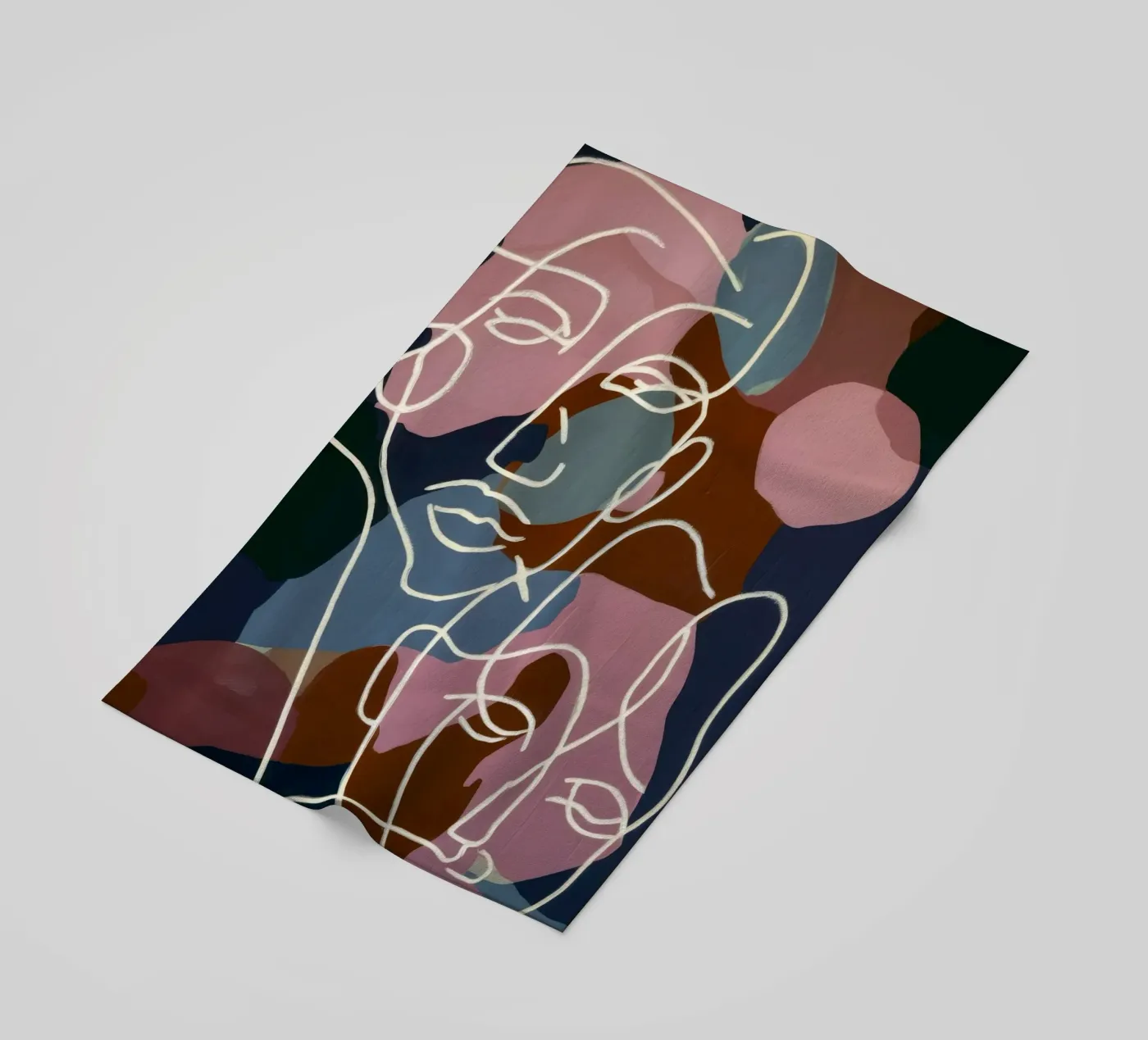 Interconnected Line Faces beach towel by Lunar Templar