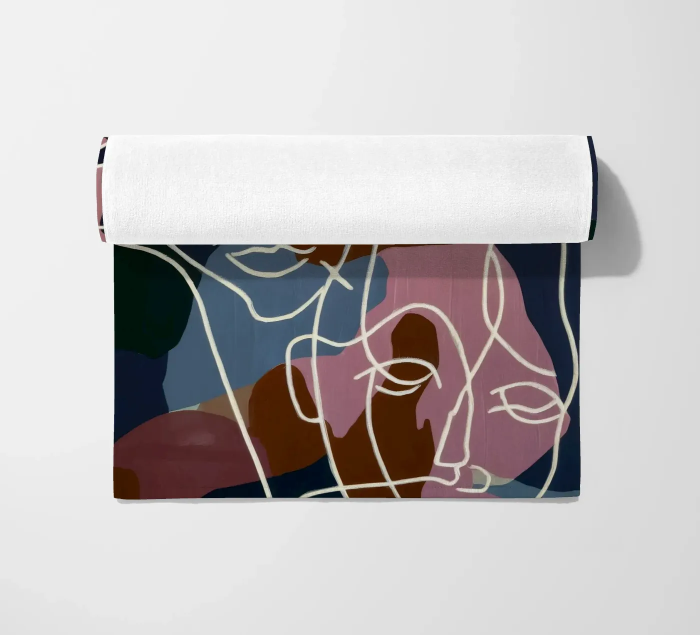 Interconnected Line Faces beach towel by Lunar Templar