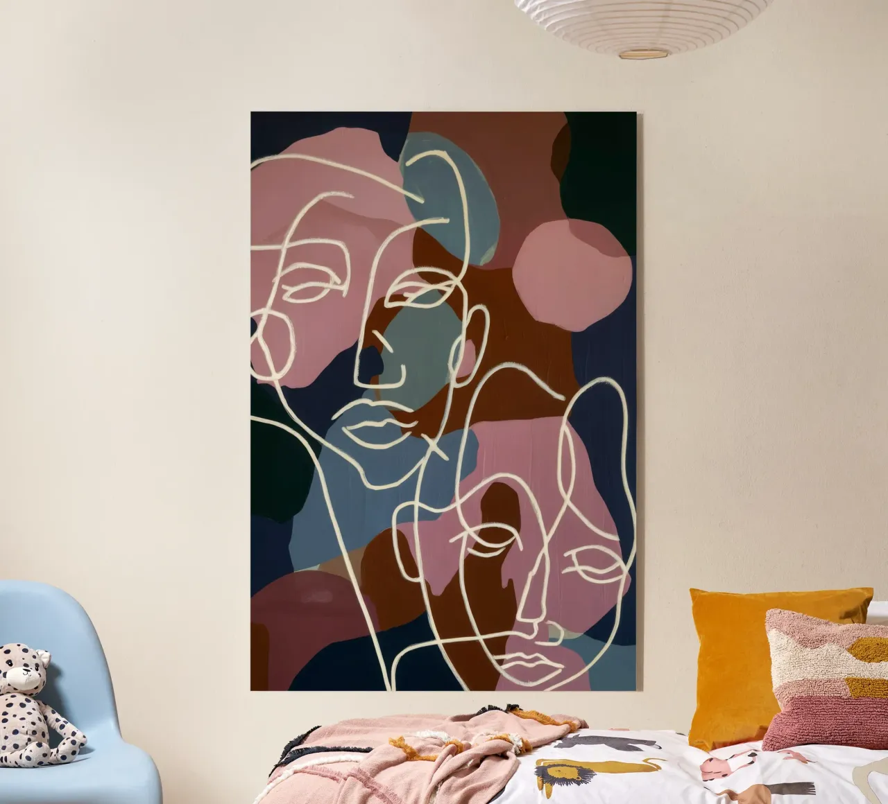 Interconnected Line Faces acrylic glass by Lunar Templar