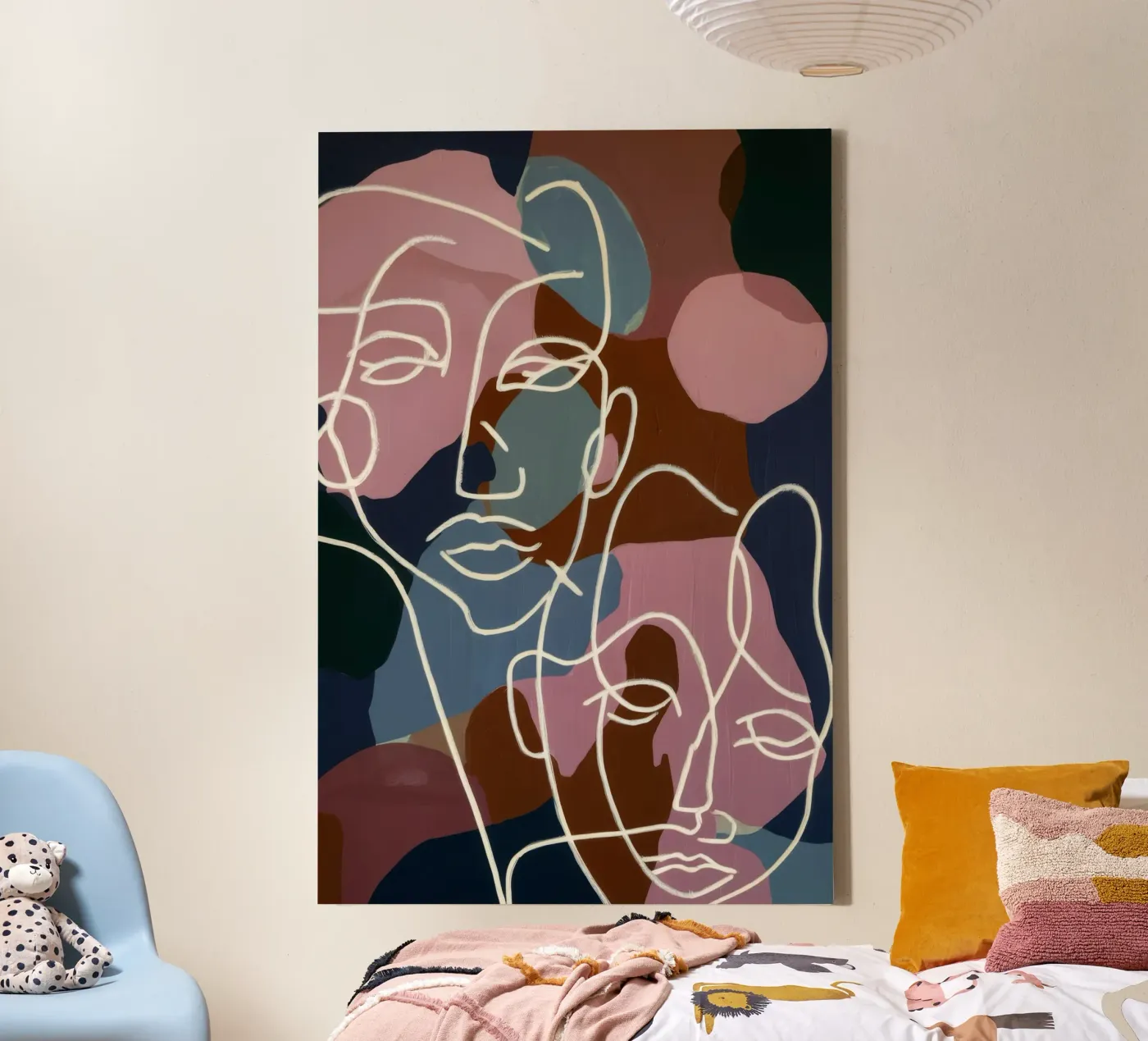 Interconnected Line Faces canvas by Lunar Templar