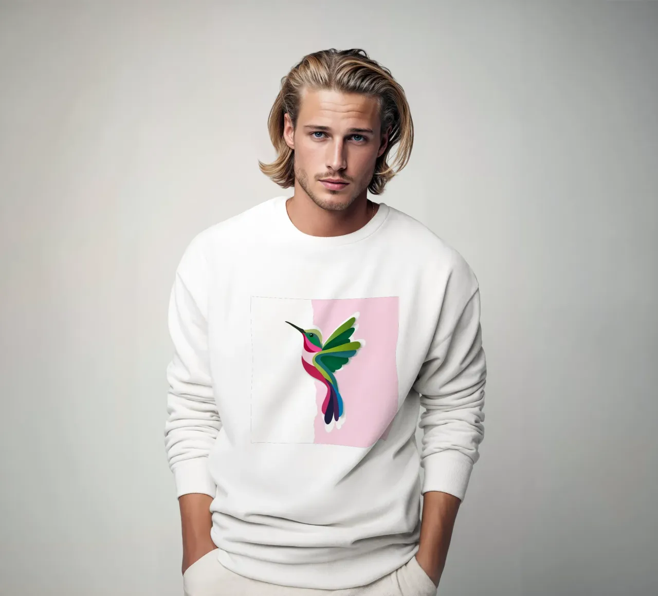 Bunter Kolibri im modernen Paper-Cut-Stil Sweatshirt von namosh