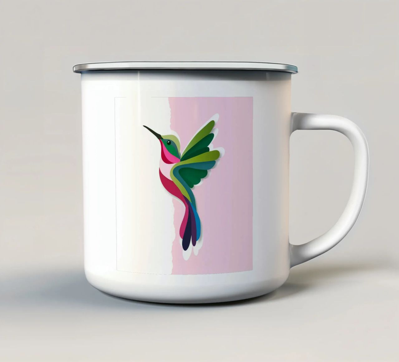 Colibrì colorato in un moderno stile paper-cut tazza in smalto da namosh