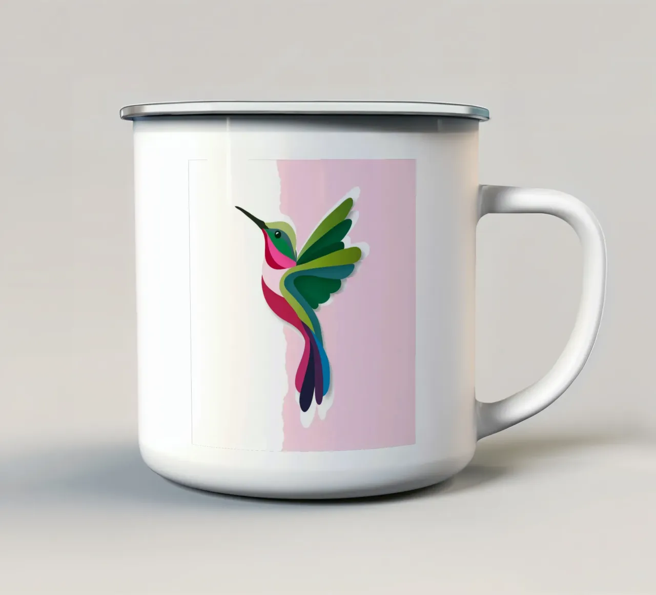 Colibrì colorato in un moderno stile paper-cut tazza in smalto da namosh