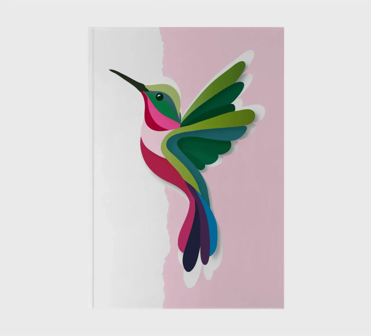 Colourful hummingbird in a modern paper-cut style notebook by namosh