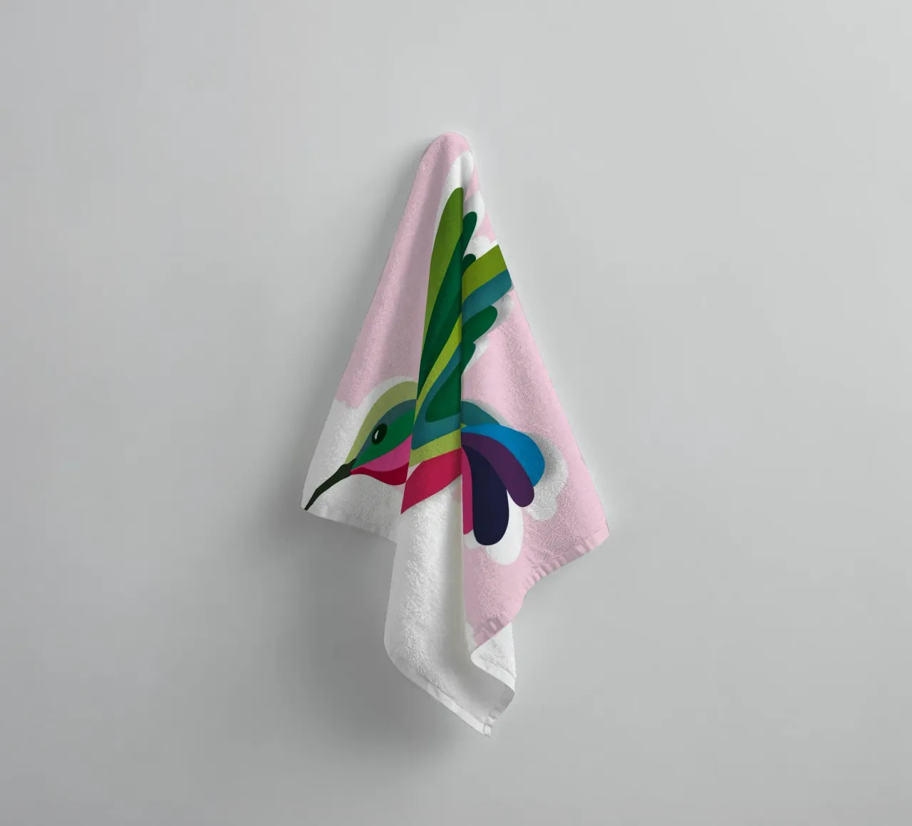 Colourful hummingbird in a modern paper-cut style towel by namosh
