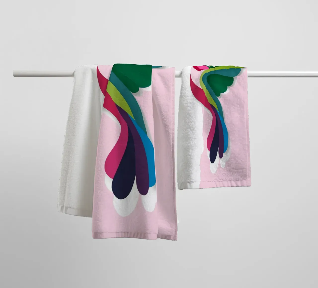 Colourful hummingbird in a modern paper-cut style towel by namosh