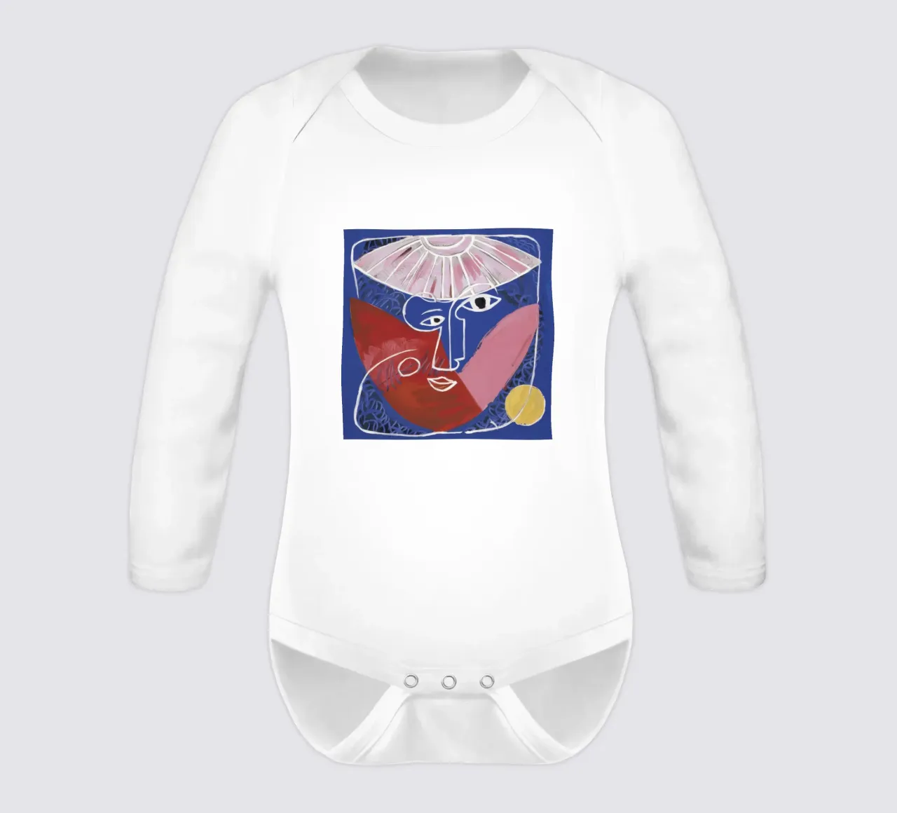Geometric Abstract Face long-sleeve baby romper by Lunar Templar