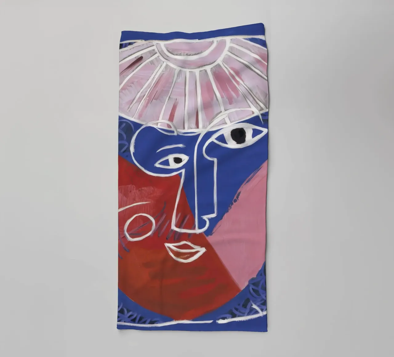 Geometrisch abstract gezicht badhanddoek van Lunar Templar