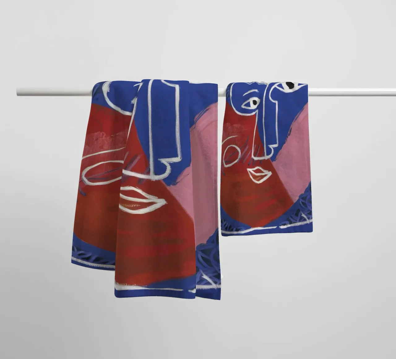 Geometrisch abstract gezicht badhanddoek van Lunar Templar