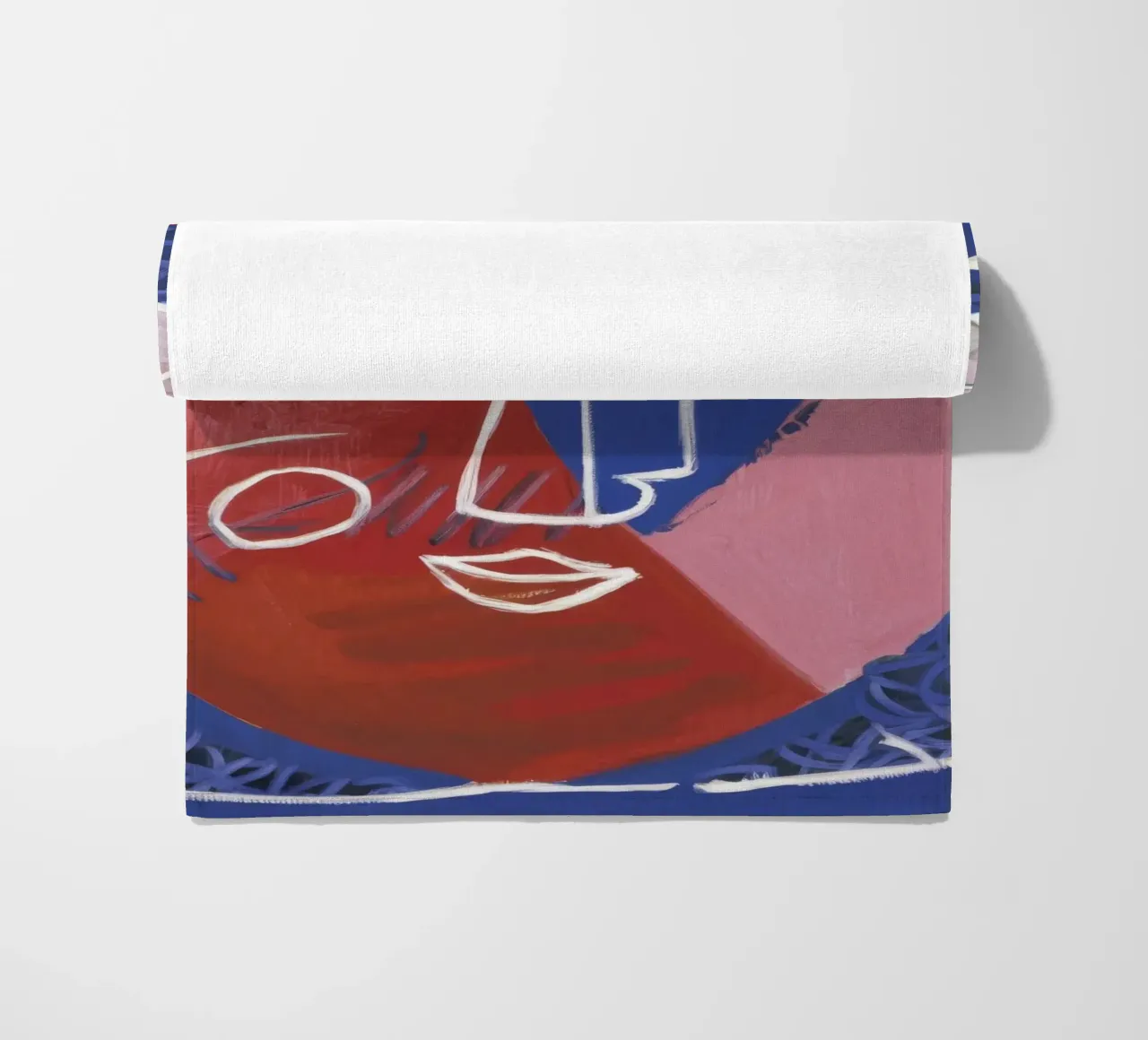 Geometrisch abstract gezicht strandhanddoek van Lunar Templar