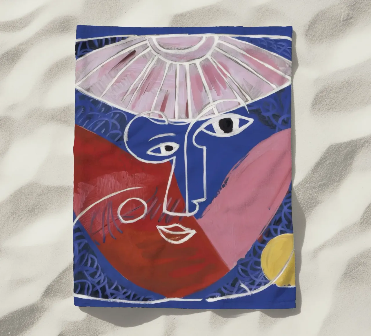 Geometrisch abstract gezicht strandhanddoek van Lunar Templar