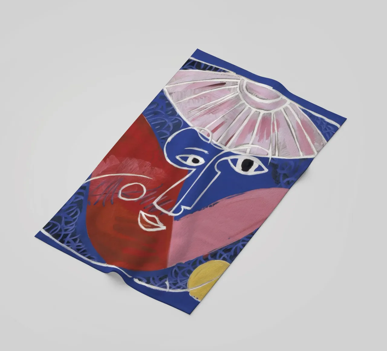 Geometrisch abstract gezicht strandhanddoek van Lunar Templar