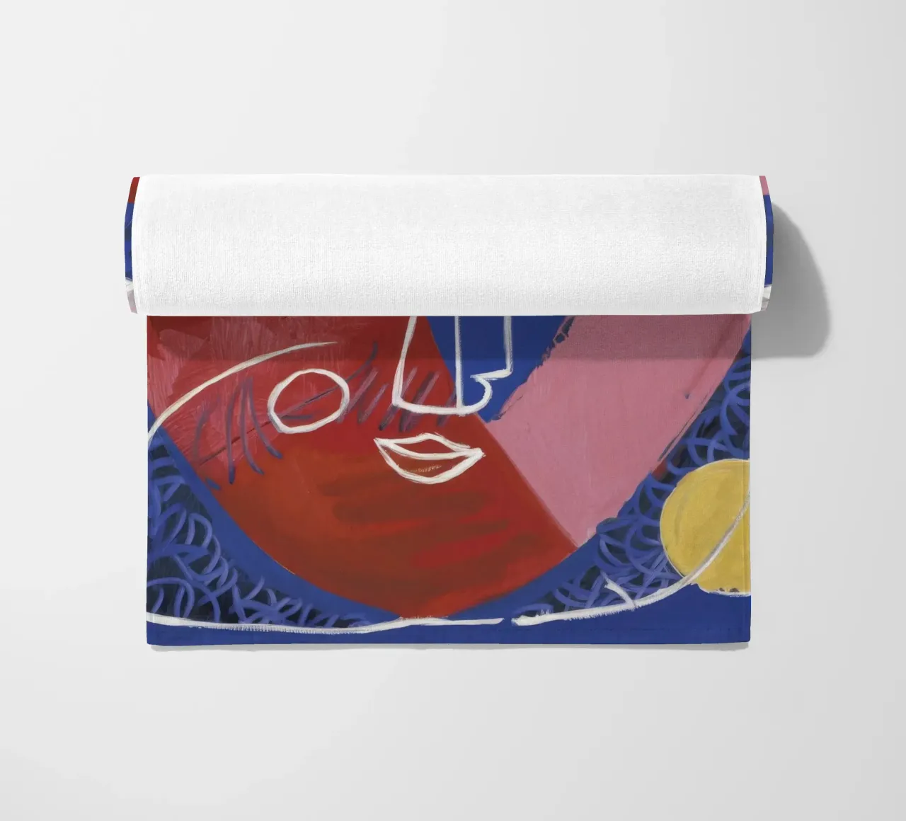 Geometrisch abstract gezicht strandhanddoek van Lunar Templar