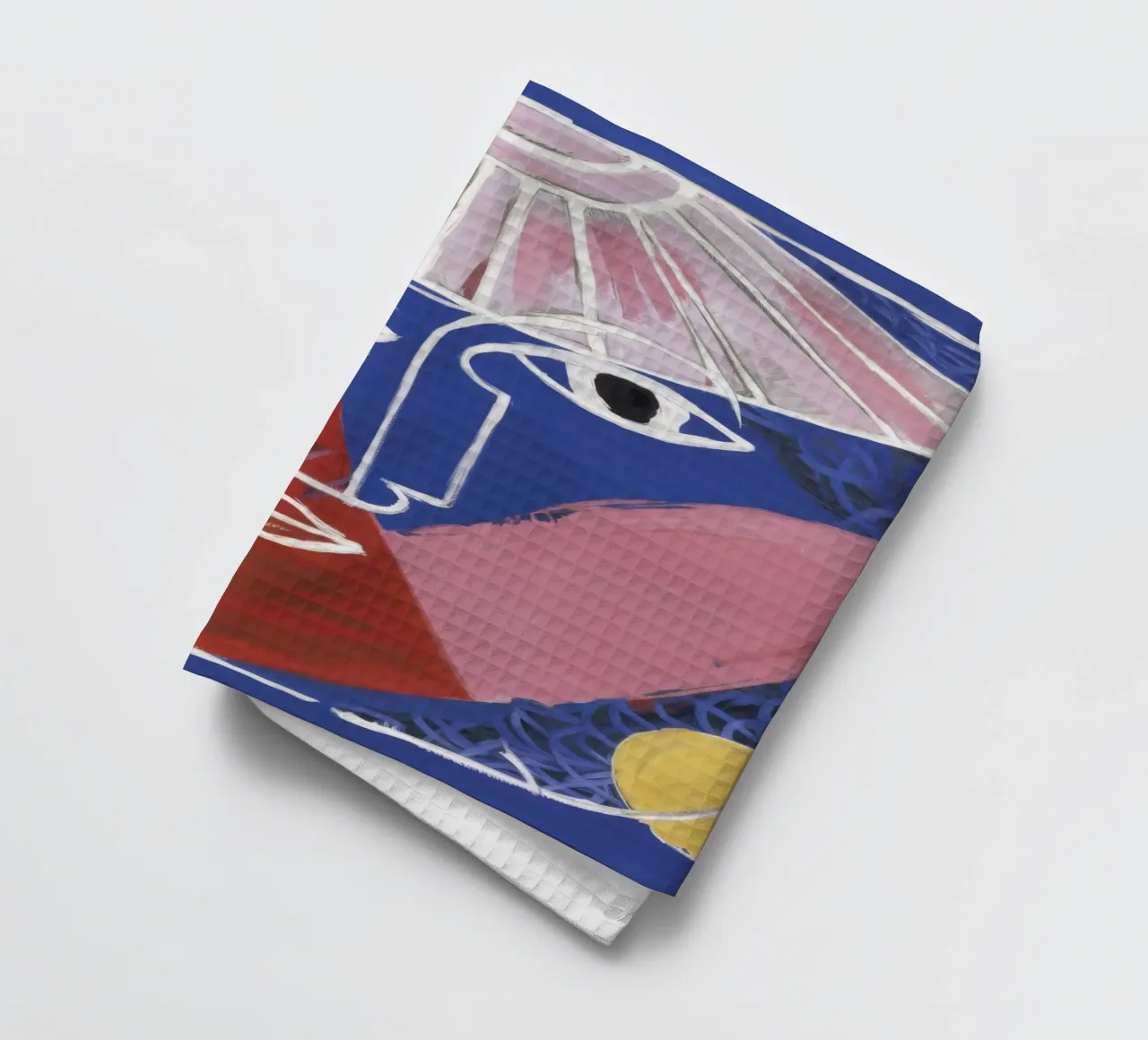 Geometrisch abstract gezicht theedoek van Lunar Templar