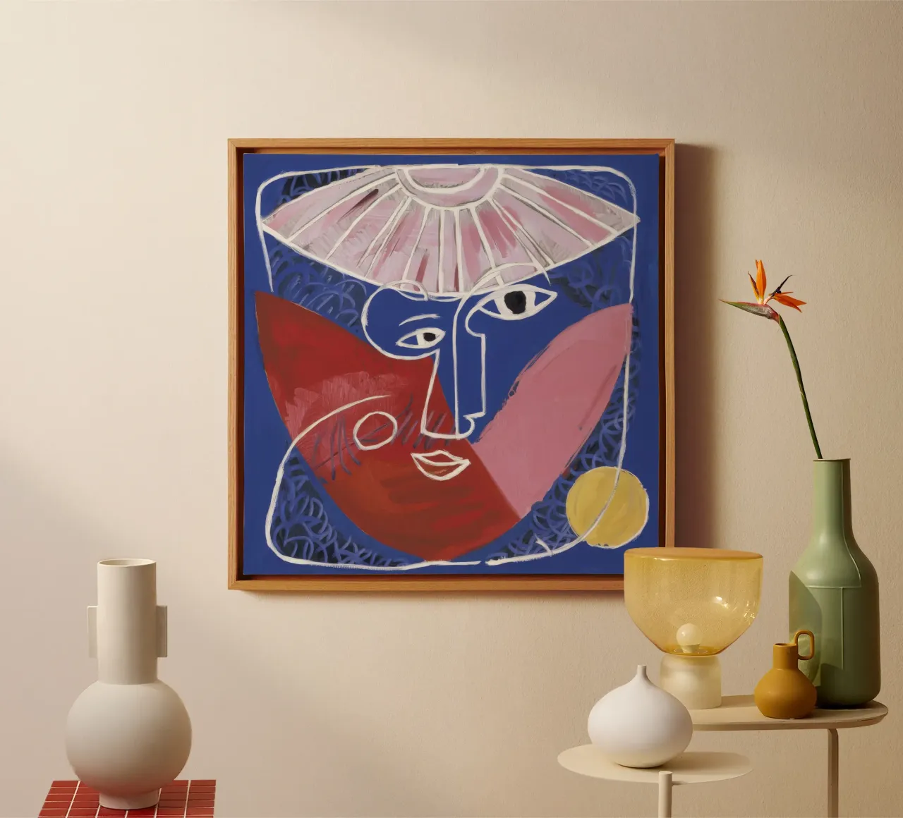 Geometrisch abstract gezicht canvas van Lunar Templar