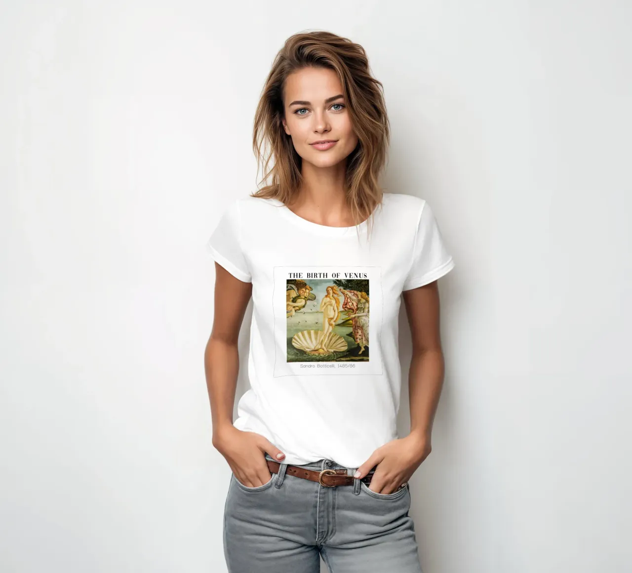 Sandro Botticelli's, Shell and Venus women's fitted t-shirt by Carinaprint