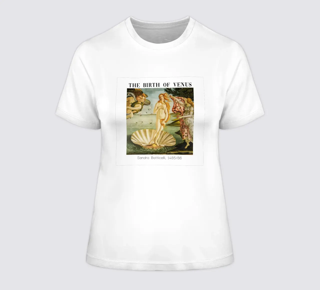 Sandro Botticelli's, Shell and Venus women's fitted t-shirt by Carinaprint