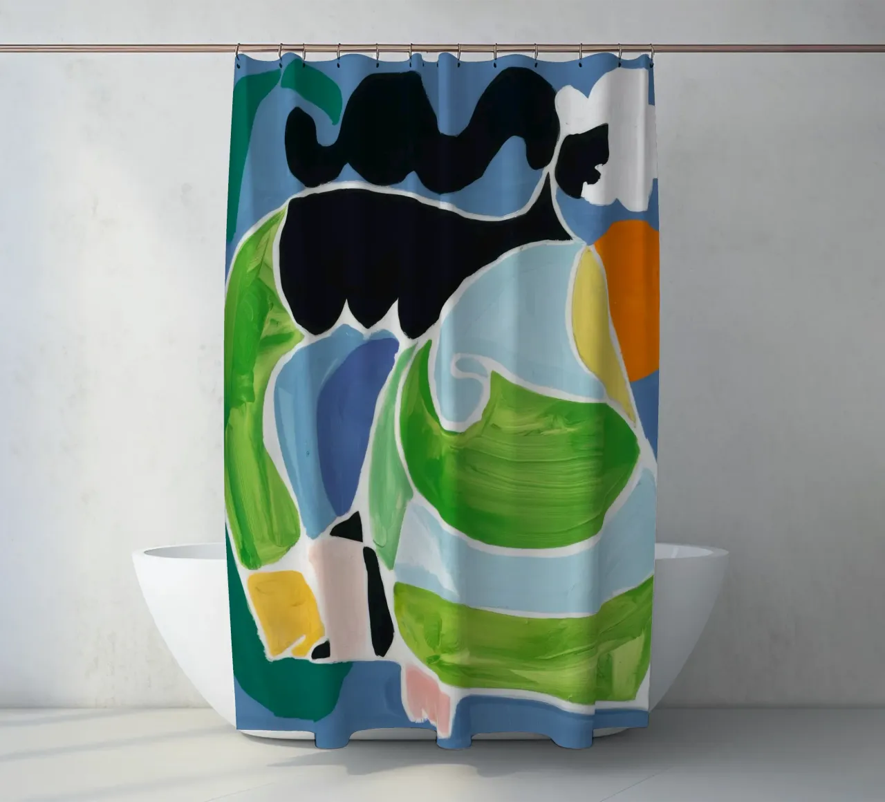 Reclining Fluid Form shower curtain by Lunar Templar