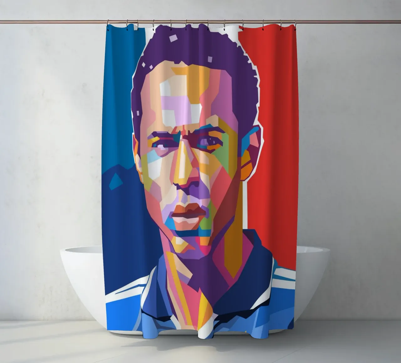 Thierry Henry iconic football player shower curtain by Hantamrata