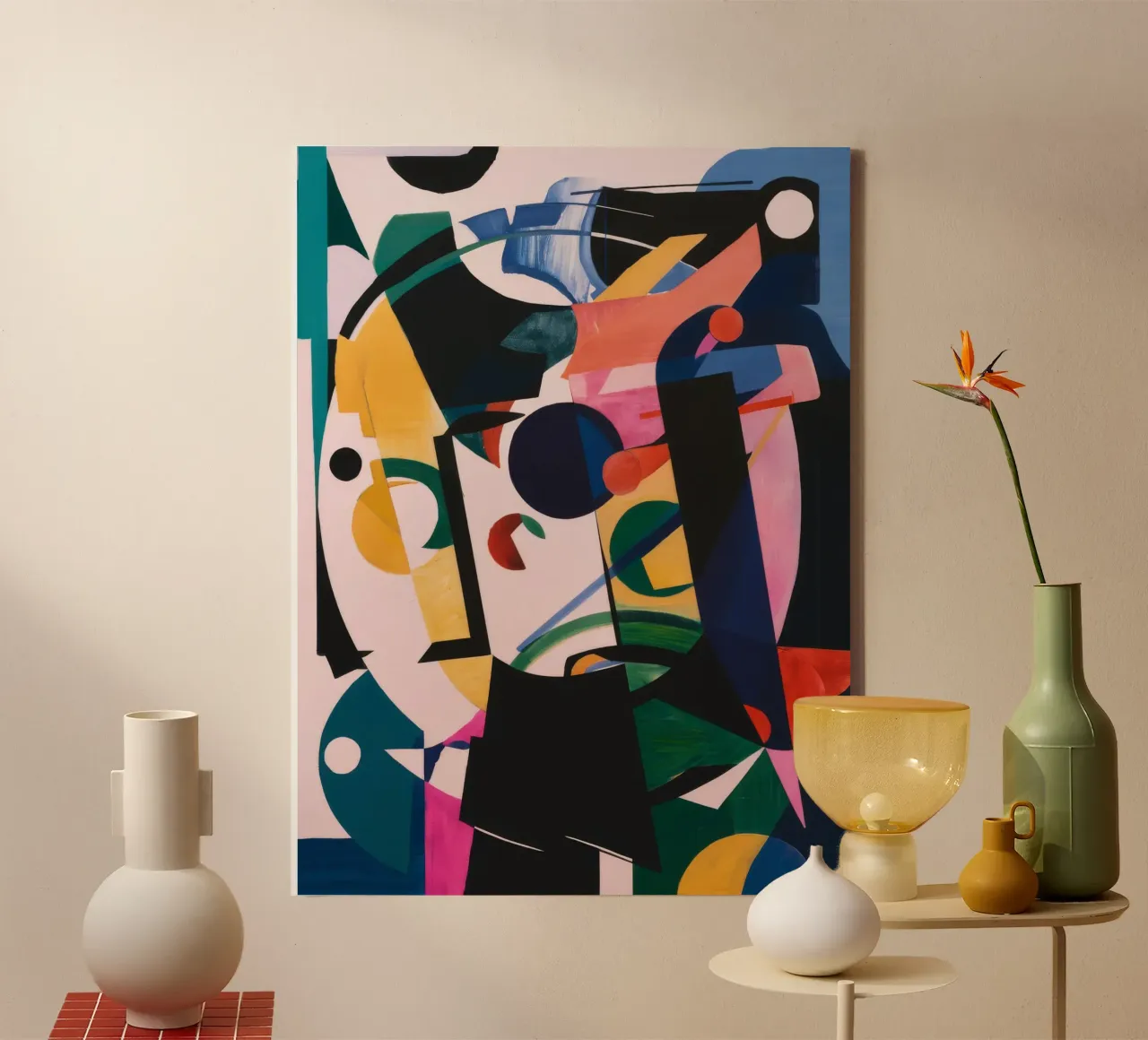 Complexe geometrische lagen canvas met Baklijst van Lunar Templar