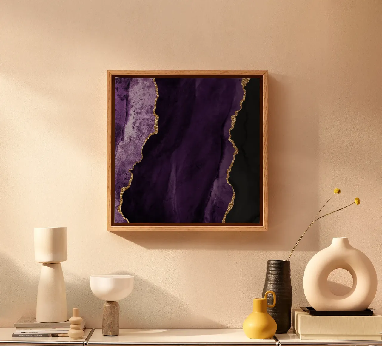 Paars & Goud Agaat Textuur 01 canvas met Baklijst van Gemstone Textures