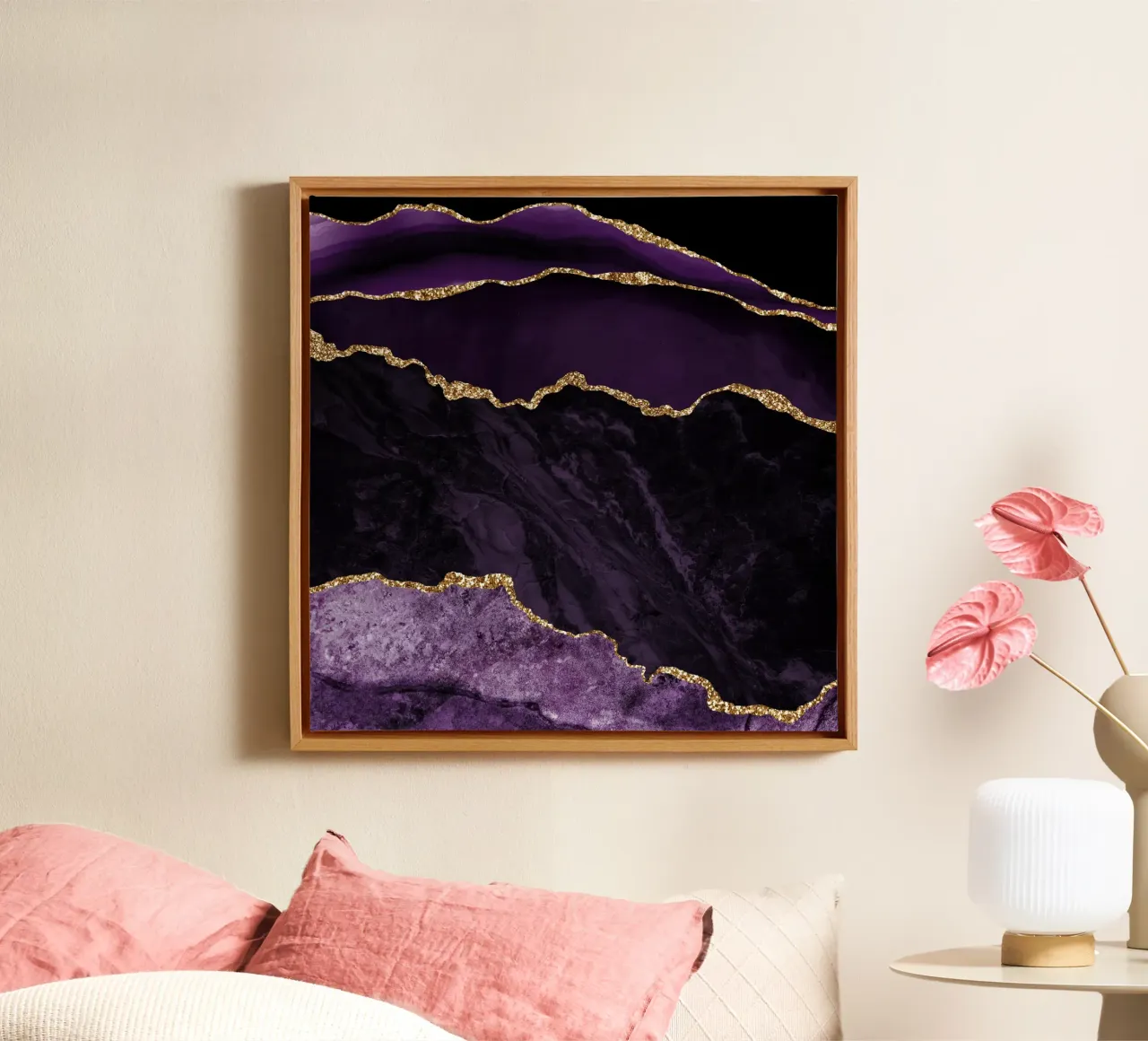 Agata viola e oro Texture 02 tela con Cornice a cassetta da Gemstone Textures