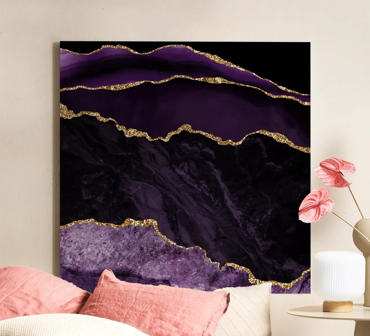 Agata viola e oro Texture 02 tela con Cornice a cassetta da Gemstone Textures