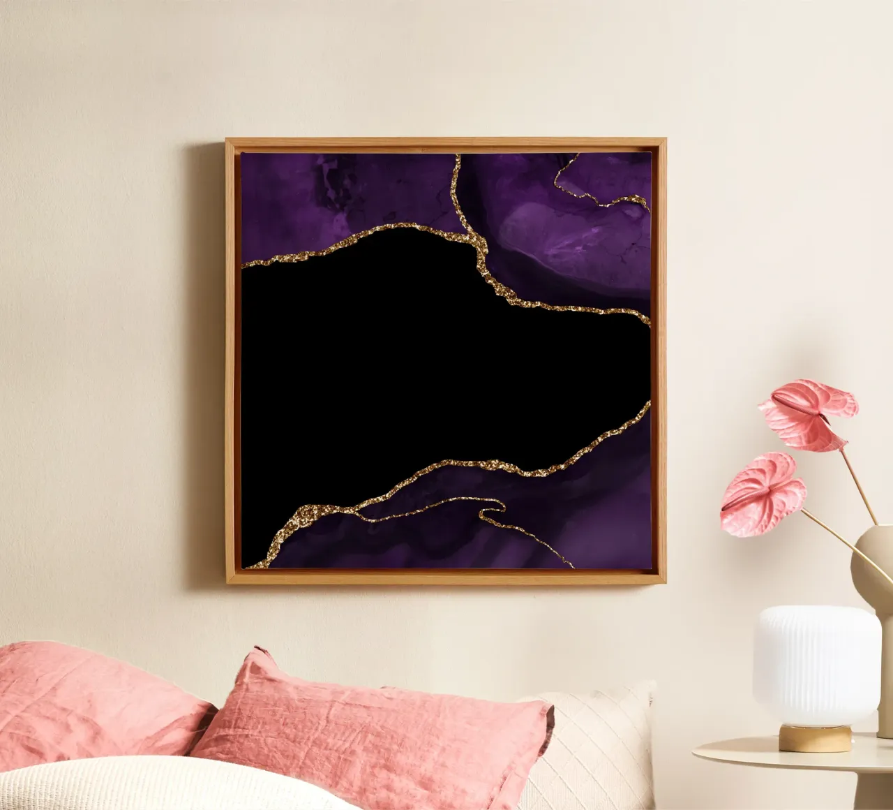 Texture agata viola e oro 04 tela con Cornice a cassetta da Gemstone Textures