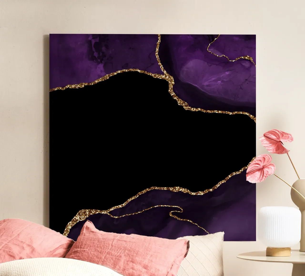 Texture agata viola e oro 04 tela con Cornice a cassetta da Gemstone Textures
