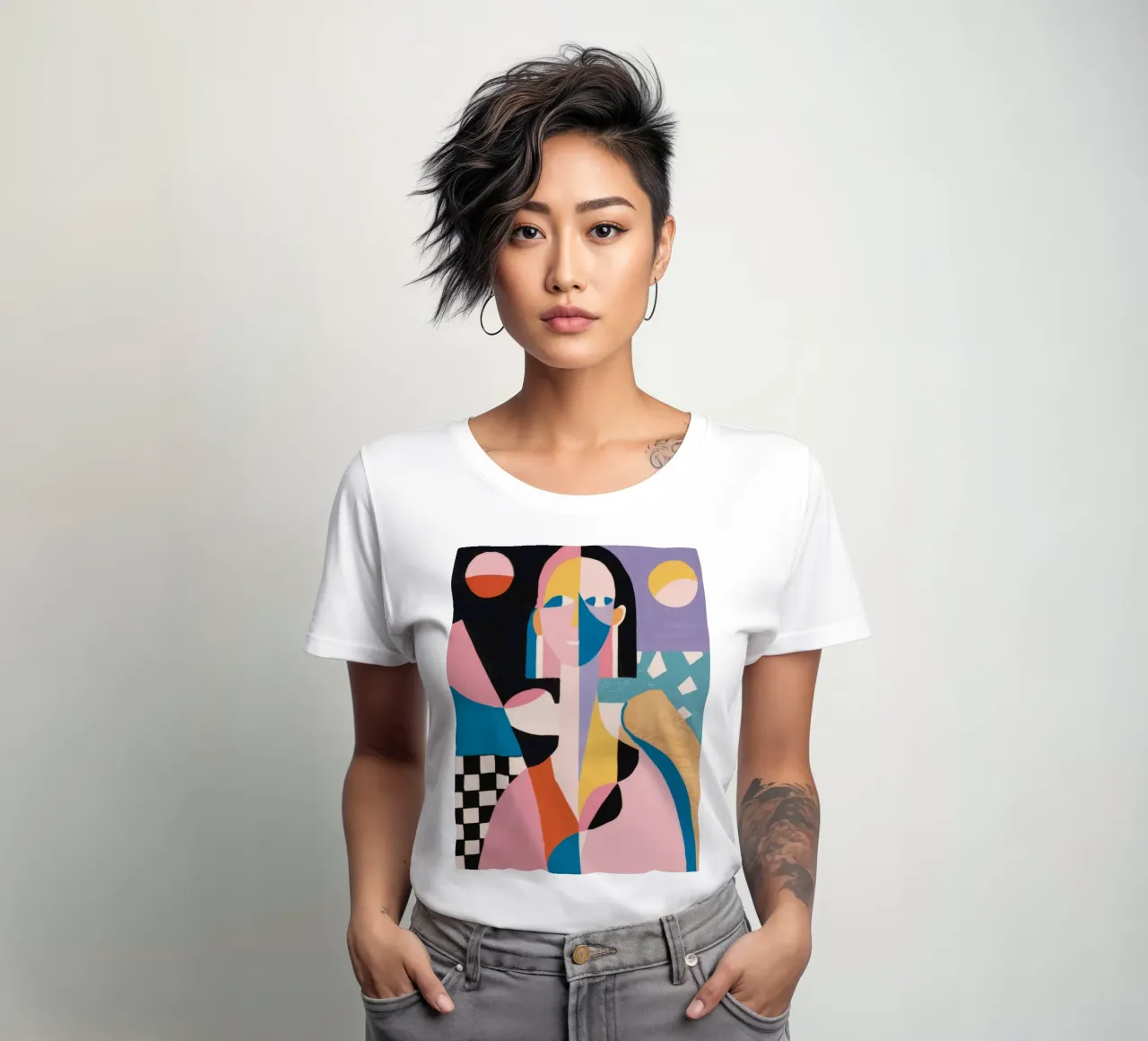Elongated Geometric Figure women's fitted t-shirt by Lunar Templar