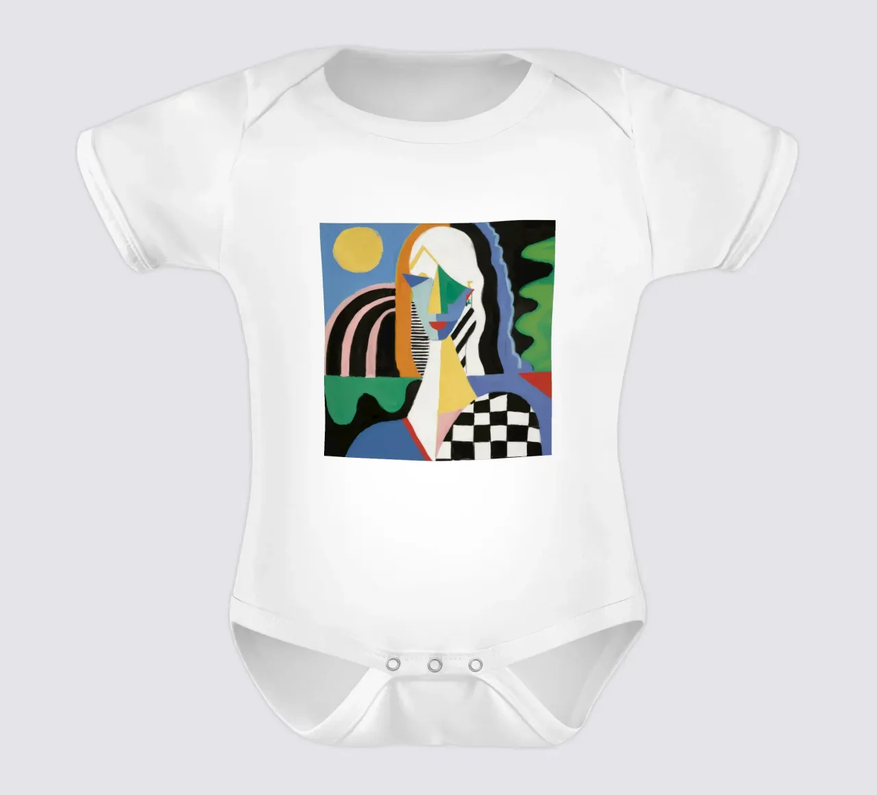 Checkered Geometric Figure short-sleeve baby romper by Lunar Templar