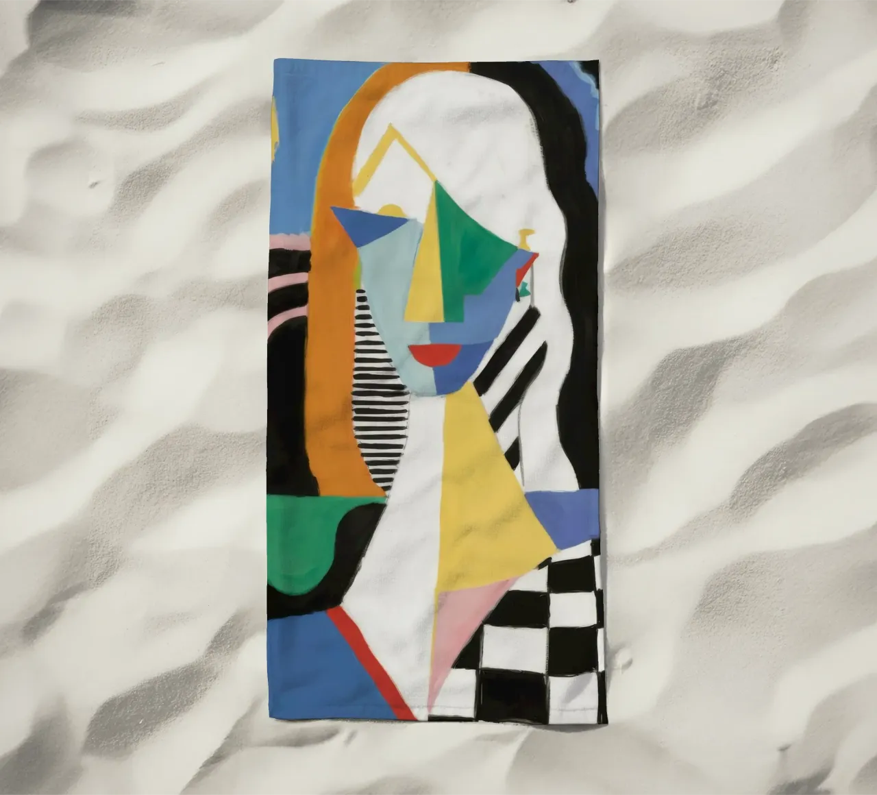 Checkered Geometric Figure beach towel by Lunar Templar