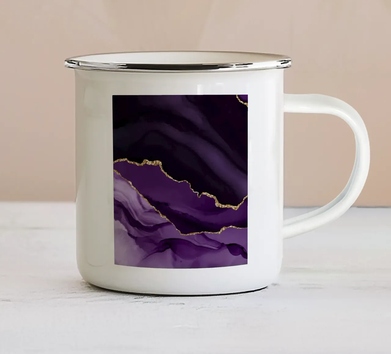 Agata viola e oro Texture 12 tazza in smalto da Gemstone Textures