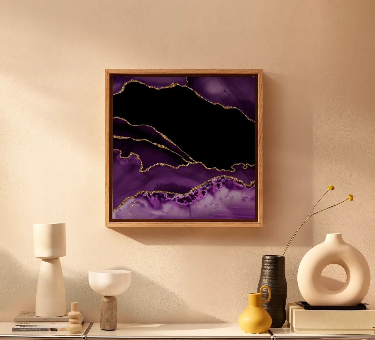 Agata viola e oro Texture 14 tela con Cornice a cassetta da Gemstone Textures