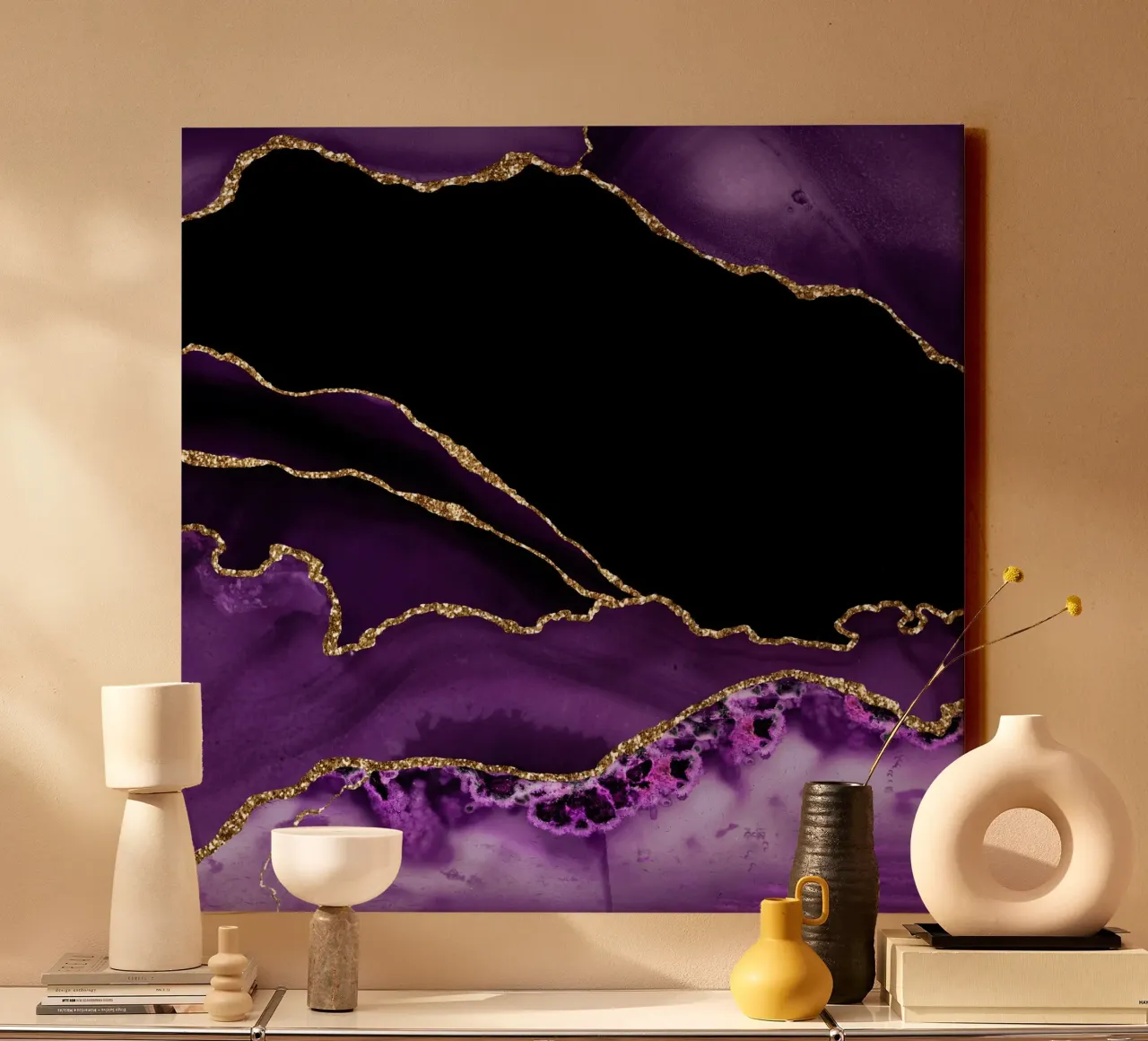 Agata viola e oro Texture 14 tela con Cornice a cassetta da Gemstone Textures