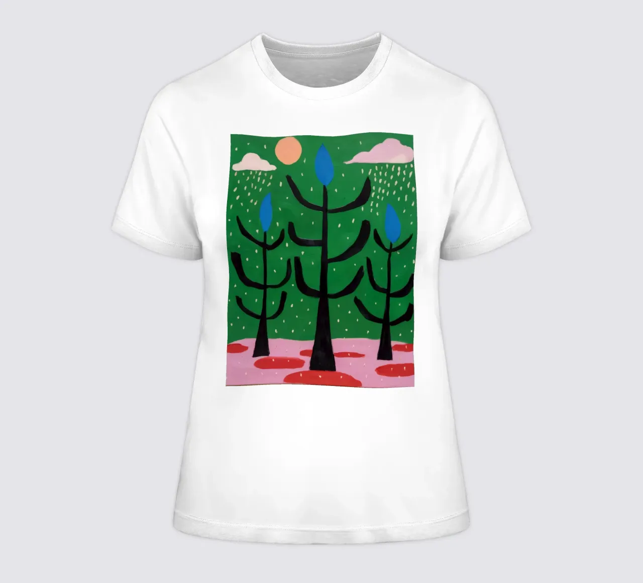 Symmetrical Stylized Trees women's fitted t-shirt by Lunar Templar