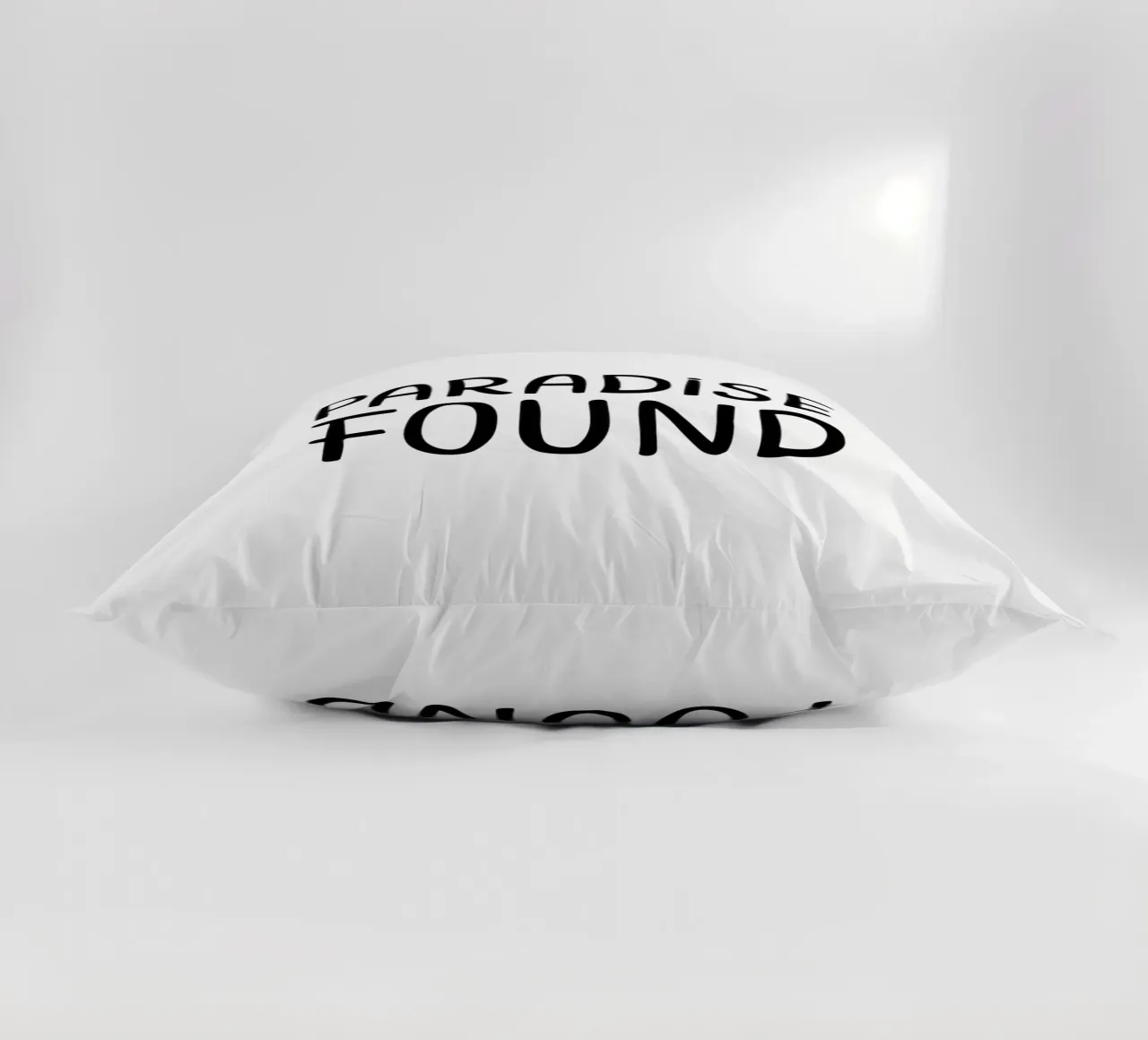 Paradise Found | Mindfulness Typographie Schwarzweiß decorative cushion by Kathrin Woo Design