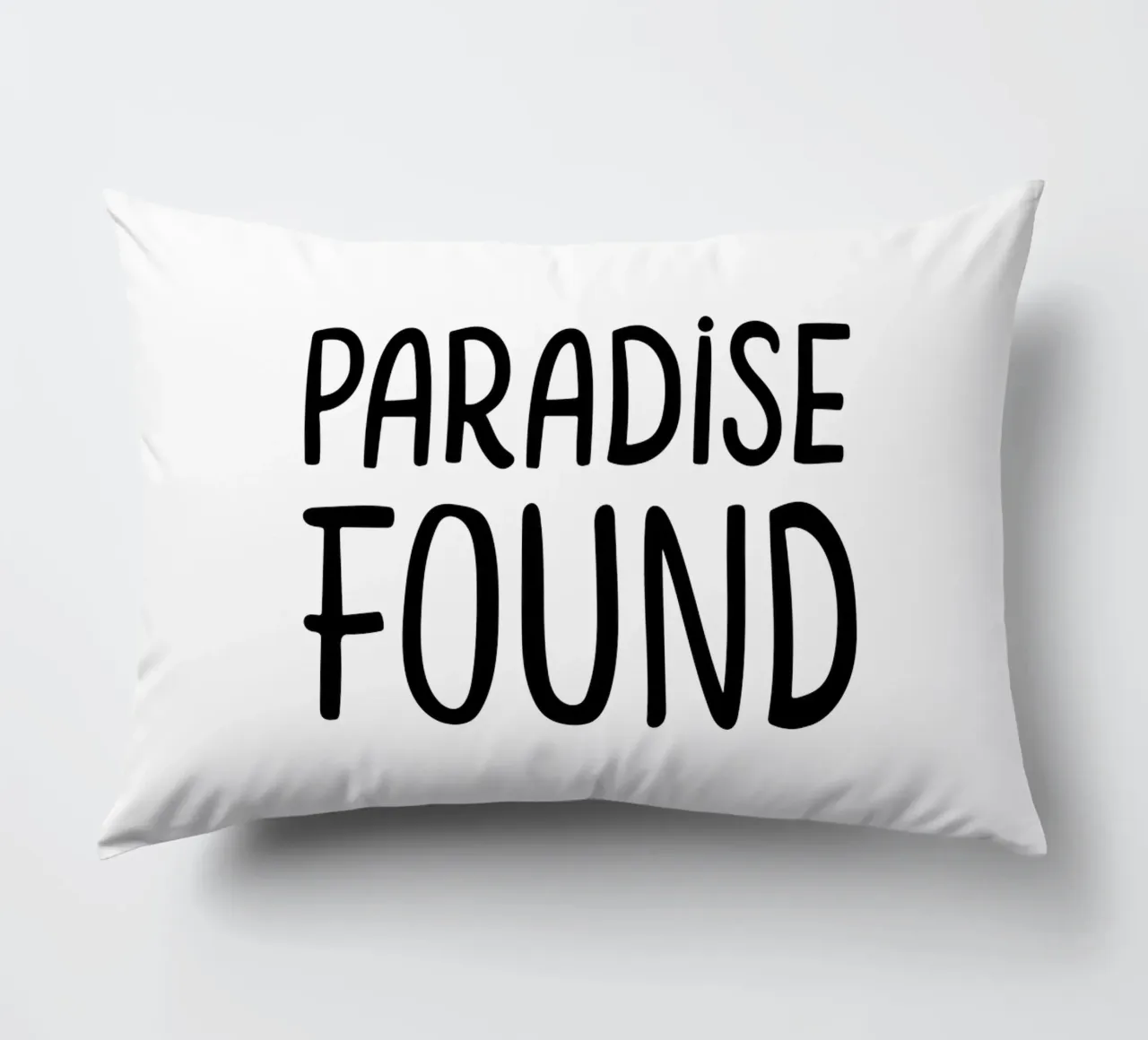 Paradise Found | Mindfulness Typographie Schwarzweiß decorative cushion by Kathrin Woo Design