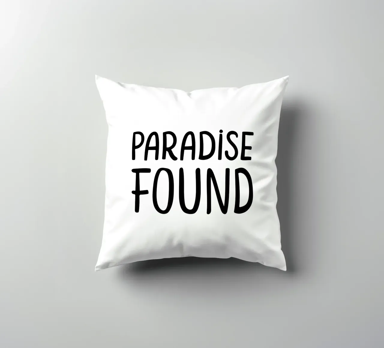 Paradise Found | Mindfulness Typographie Schwarzweiß decorative cushion by Kathrin Woo Design