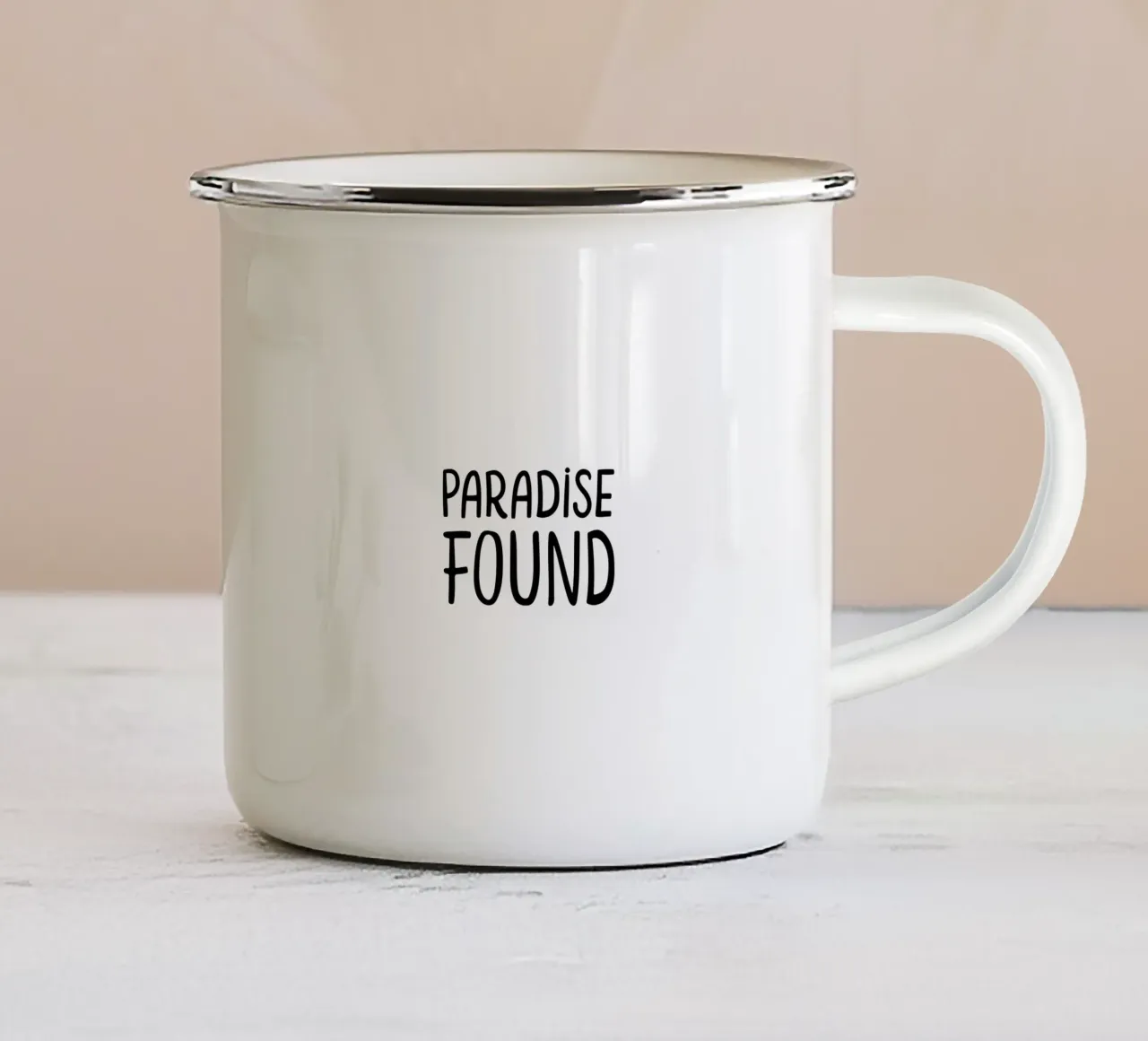 Paradise Found | Mindfulness Typographie Schwarzweiß tazza in smalto da Kathrin Woo Design