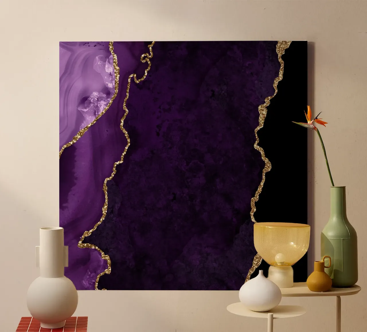 Agata viola e oro Texture 18 tela con Cornice a cassetta da Gemstone Textures