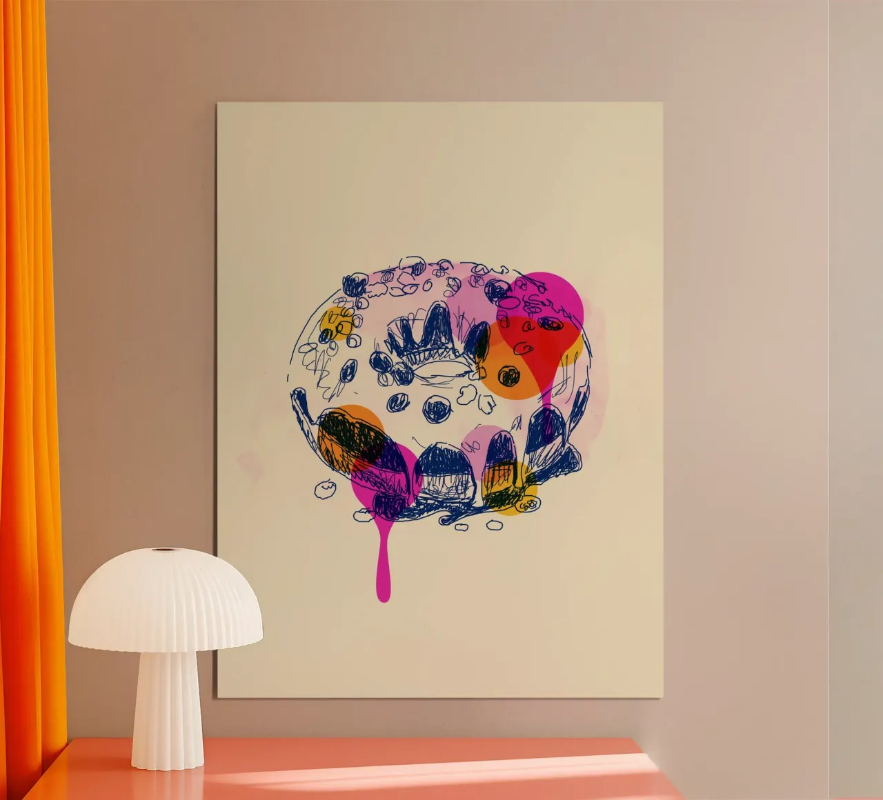 Donut Daydream poster con telaio in legno da Indigo Rain