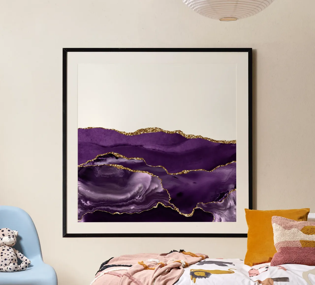 Agata viola e oro Texture 21 poster con telaio in plastica da Gemstone Textures