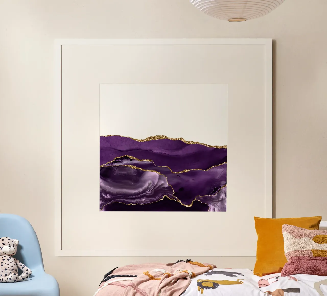 Agata viola e oro Texture 21 poster con telaio in plastica da Gemstone Textures