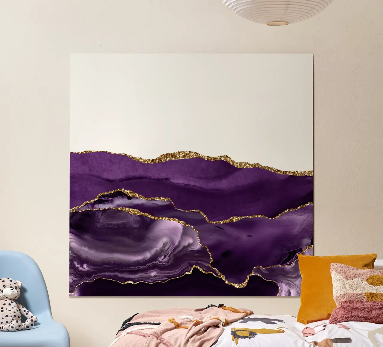 Agata viola e oro Texture 21 poster con telaio in plastica da Gemstone Textures